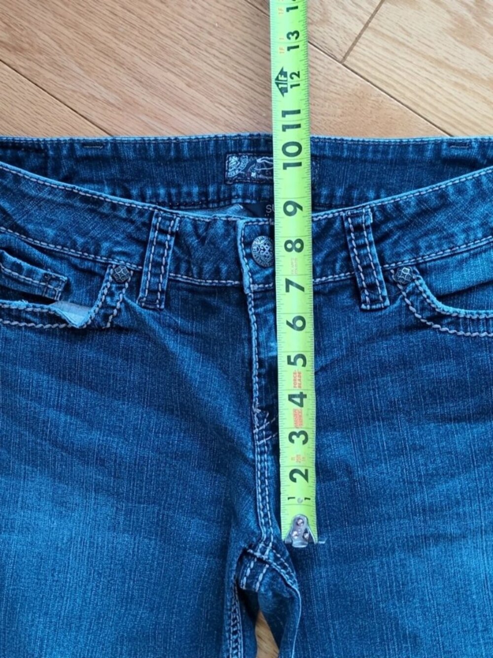 Silver Suki Women’s W34xL25 Flared Ankle Jeans Medium Wash Mid Rise - Picture 10 of 12